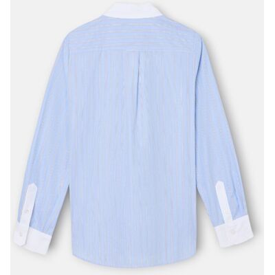 Silbon Camisa de mujer estructura rayas celeste. (34) Azul celeste mujer Silbon Camisa de mujer estructura rayas celeste. (34) Azul celeste mujer