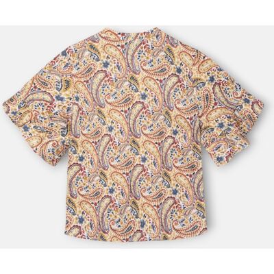 Silbon Blusa de mujer manga volante estampado naranjas. (34) Naranja mujer Silbon Blusa de mujer manga volante estampado naranjas. (34) Naranja mujer