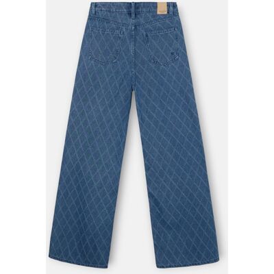 Silbon Pantalón de mujer denim estampado rombos azul. (36) Azul mujer Silbon Pantalón de mujer denim estampado rombos azul. (36) Azul mujer