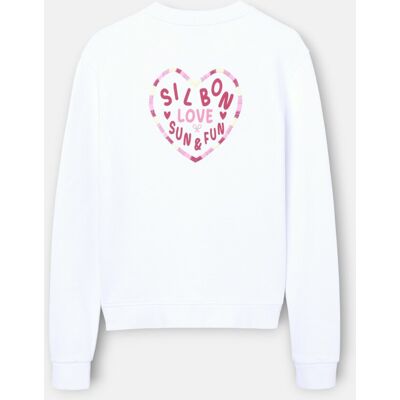 Silbon Sudadera de mujer corazón love. (XXL) Blanco mujer Silbon Sudadera de mujer corazón love. (XXL) Blanco mujer