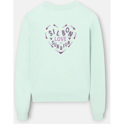 Silbon Sudadera de mujer corazón love. (XL) Verde claro mujer Silbon Sudadera de mujer corazón love. (XL) Verde claro mujer
