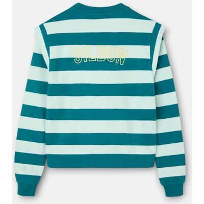 Silbon Sudadera de mujer hombreras rayas. (XL) Verde mujer Silbon Sudadera de mujer hombreras rayas. (XL) Verde mujer