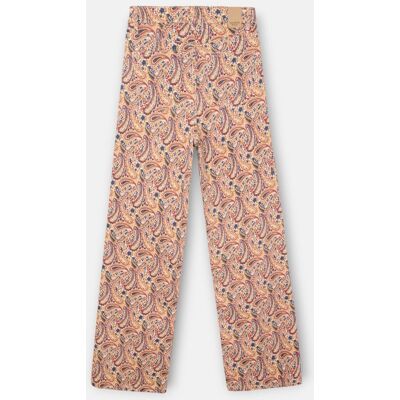 Silbon Pantalón de mujer denim estampado cachemir naranjas. (42) Naranja mujer Silbon Pantalón de mujer denim estampado cachemir naranjas. (42) Naranja mujer