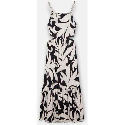 Silbon Vestido cut out estampado flores negro. (42) Negro mujer Silbon Vestido cut out estampado flores negro. (42) Negro mujer