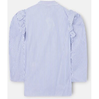 Silbon Camisa de mujer manga abullonada rayas azules y blancas. (XXL) Blanco mujer Silbon Camisa de mujer manga abullonada rayas azules y blancas. (XXL) Blanco mujer