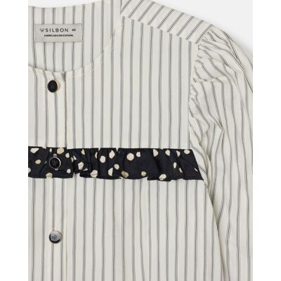 Silbon Camisa estampado combinado rayas y lunares blanca. (XS) Blanco mujer Silbon Camisa estampado combinado rayas y lunares blanca. (XS) Blanco mujer