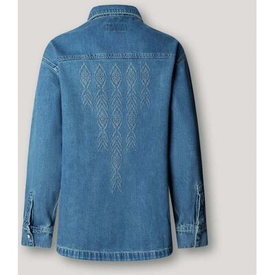 Pepe Jeans Sobrecamisa de mujer de mujer denim bordada. Azul mujer Pepe Jeans Sobrecamisa de mujer de mujer denim bordada. Azul mujer