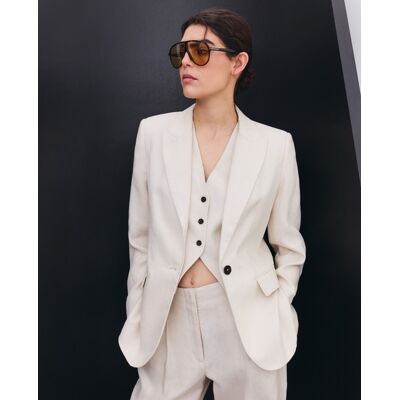 Tintoretto Blazer traje lino de mujer. (34) 120 Crudo mujer Tintoretto Blazer traje lino de mujer. (34) 120 Crudo mujer