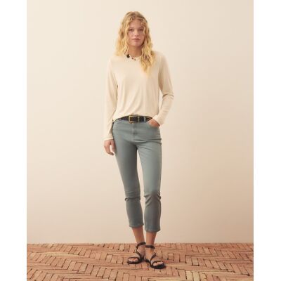 Southern Cotton Pantalón capri de mujer con bordado. (44) Verde fluor mujer Southern Cotton Pantalón capri de mujer con bordado. (44) Verde fluor mujer