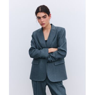 Tintoretto Blazer traje lino de mujer. (40) Verde Pato mujer Tintoretto Blazer traje lino de mujer. (40) Verde Pato mujer