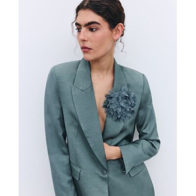 Tintoretto Blazer traje satinada flor de mujer. (40) Verde mujer Tintoretto Blazer traje satinada flor de mujer. (40) Verde mujer