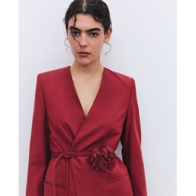 Tintoretto Blazer sin solapa cinturón flor de mujer. (38) Ciruela mujer Tintoretto Blazer sin solapa cinturón flor de mujer. (38) Ciruela mujer
