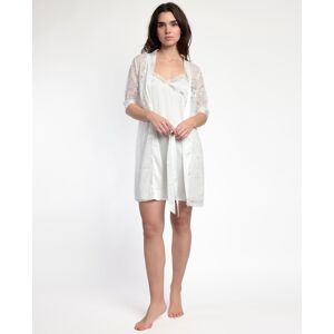 Admas Bata de manga francesa de encaje blonda con detalles de puntilla lencera. (40) Blanco mujer Admas Bata de manga francesa de encaje blonda con detalles de puntilla lencera. (40) Blanco mujer