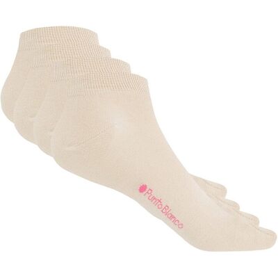 Blanco Pack de dos pares de calcetines de mujer lisos. Beige mujer Blanco Pack de dos pares de calcetines de mujer lisos. Beige mujer