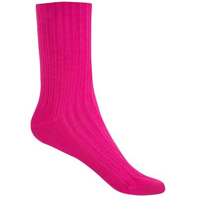 Blanco Calcetines cortos de mujer de bambú de canalé - puño no aprieta. Hecho en España. (única) Fucsia mujer Blanco Calcetines cortos de mujer de bambú de canalé - puño no aprieta. Hecho en España. (única) Fucsia mujer
