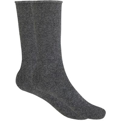 Blanco Calcetines cortos de mujer de cashmere-lana lisos con puño roulé. Hecho en España.Cashmere. Gris mujer Blanco Calcetines cortos de mujer de cashmere-lana lisos con puño roulé. Hecho en España.Cashmere. Gris mujer