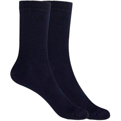 Blanco Pack de 2 pares de calcetines de mujer de algodón lisos. (Única) Azul marino mujer Blanco Pack de 2 pares de calcetines de mujer de algodón lisos. (Única) Azul marino mujer