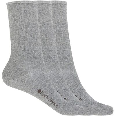 Blanco Pack de 3 pares de calcetines de mujer de algodón lisos con puño roulé. (Única) Gris mujer Blanco Pack de 3 pares de calcetines de mujer de algodón lisos con puño roulé. (Única) Gris mujer