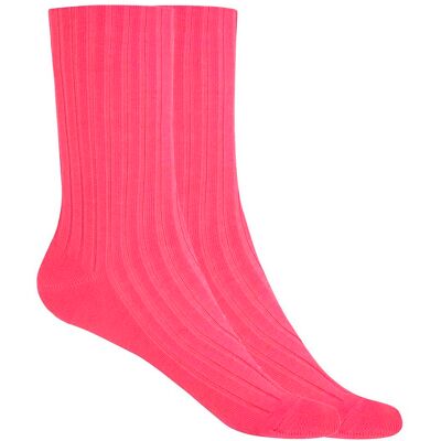 Blanco Pack de 2 pares de calcetines de mujer de bambú canalé con puño no aprieta. (Única) Rosa mujer Blanco Pack de 2 pares de calcetines de mujer de bambú canalé con puño no aprieta. (Única) Rosa mujer