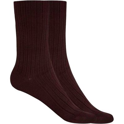 Blanco Pack de 2 pares de calcetines de mujer de bambú canalé con puño no aprieta. (Única) Marrón oscuro mujer Blanco Pack de 2 pares de calcetines de mujer de bambú canalé con puño no aprieta. (Única) Marrón oscuro mujer