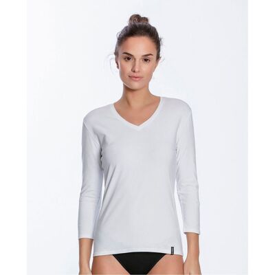 Camiseta interior de mujer de manga 3-4 en algodón. (42) Blanco mujer Camiseta interior de mujer de manga 3-4 en algodón. (42) Blanco mujer