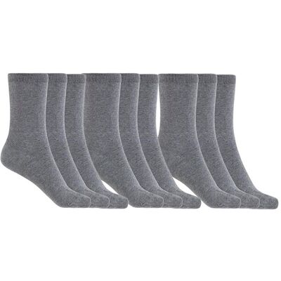 Blanco Pack de 9 pares de calcetines de mujer de algodón Basix liso. (Única) Gris mujer Blanco Pack de 9 pares de calcetines de mujer de algodón Basix liso. (Única) Gris mujer