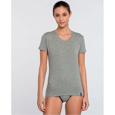 Blanco Camiseta interior de mujer de manga corta en algodón. (44) Gris mujer Blanco Camiseta interior de mujer de manga corta en algodón. (44) Gris mujer