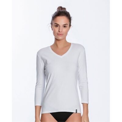 Camiseta interior de mujer de manga 3-4 en algodón. (44) Blanco mujer Camiseta interior de mujer de manga 3-4 en algodón. (44) Blanco mujer