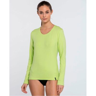 Blanco Camiseta interior de mujer de manga larga en algodón. (38) Verde Oliva mujer Blanco Camiseta interior de mujer de manga larga en algodón. (38) Verde Oliva mujer