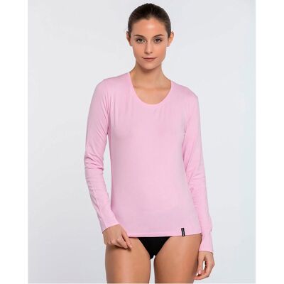 Blanco Camiseta interior de mujer de manga larga en algodón. (44) Rosa mujer Blanco Camiseta interior de mujer de manga larga en algodón. (44) Rosa mujer