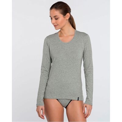 Blanco Camiseta interior de mujer de manga larga en algodón. (44) Gris mujer Blanco Camiseta interior de mujer de manga larga en algodón. (44) Gris mujer