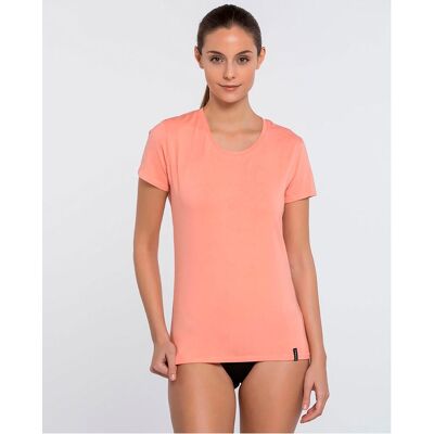 Blanco Camiseta interior de mujer de manga corta en algodón. (40) Salmón mujer Blanco Camiseta interior de mujer de manga corta en algodón. (40) Salmón mujer