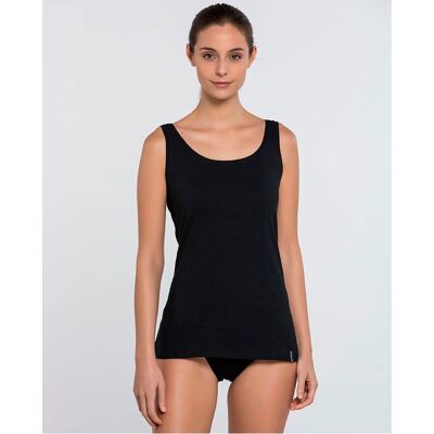 Blanco Camiseta sin mangas en algodón. (42) Negro mujer Blanco Camiseta sin mangas en algodón. (42) Negro mujer
