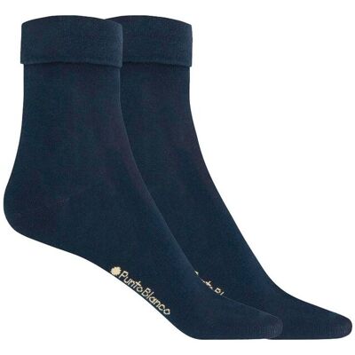 Blanco Pack de 3 pares de calcetines de mujer de algodón mercercerizado con puño vuelto lisos. (Única) Azul marino mujer Blanco Pack de 3 pares de calcetines de mujer de algodón mercercerizado con puño vuelto lisos. (Única) Azul marino mujer