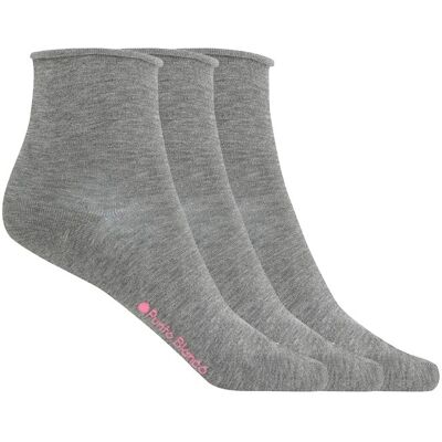 Blanco Pack de 3 pares de calcetines de mujer de algodón mercerizado lisos con puño roulé. (Única) Gris mujer Blanco Pack de 3 pares de calcetines de mujer de algodón mercerizado lisos con puño roulé. (Única) Gris mujer
