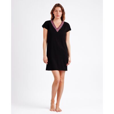Admas Vestido de manga corta de punto viscosa corto. (42) Negro mujer Admas Vestido de manga corta de punto viscosa corto. (42) Negro mujer