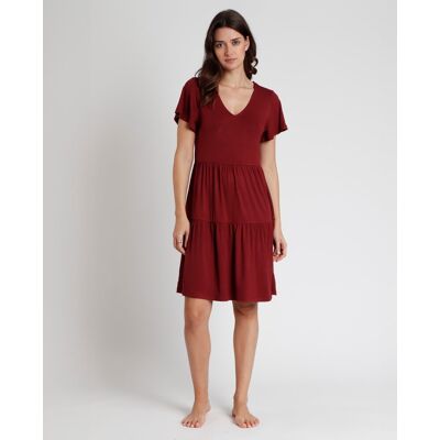 Admas Vestido de manga corta de punto viscosa corto. (40) Marrón mujer Admas Vestido de manga corta de punto viscosa corto. (40) Marrón mujer