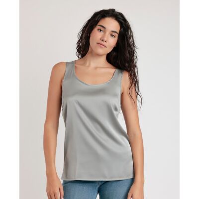 Admas Camiseta interior de mujer sin mangas de tela satén. (44) Gris claro mujer Admas Camiseta interior de mujer sin mangas de tela satén. (44) Gris claro mujer