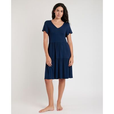 Admas Vestido de manga corta de punto viscosa corto. (42) Azul marino mujer Admas Vestido de manga corta de punto viscosa corto. (42) Azul marino mujer
