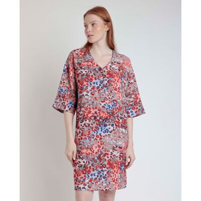 Admas Vestido de manga francesa de tela estampada corto. (40) Rojo mujer Admas Vestido de manga francesa de tela estampada corto. (40) Rojo mujer