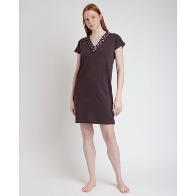 Admas Vestido de manga corta de punto viscosa corto. (42) Marrón mujer Admas Vestido de manga corta de punto viscosa corto. (42) Marrón mujer