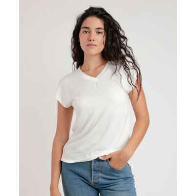 Admas Camiseta interior de mujer de punto viscosa con detalles satinados. (46) Crudo mujer Admas Camiseta interior de mujer de punto viscosa con detalles satinados. (46) Crudo mujer