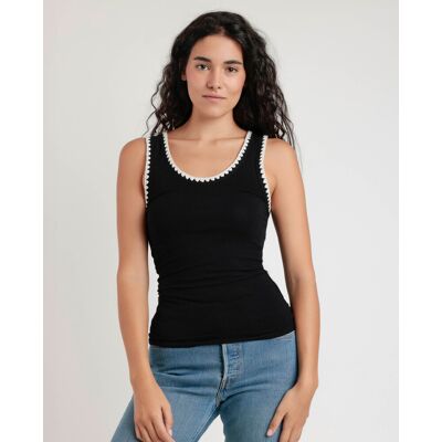 Admas Camiseta interior de mujer de punto canalé con detalles a contraste. (46) Negro mujer Admas Camiseta interior de mujer de punto canalé con detalles a contraste. (46) Negro mujer
