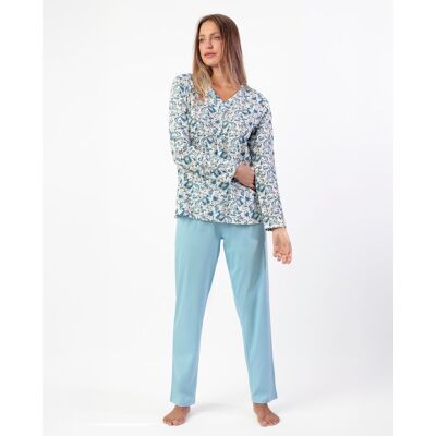Admas Pijama largo de mujer de punto modal en color azul. (44) Azul mujer Admas Pijama largo de mujer de punto modal en color azul. (44) Azul mujer