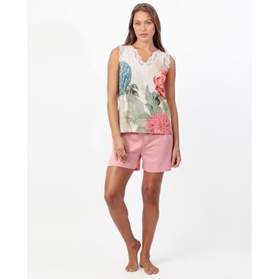 Admas Pijama corto de mujer de punto viscosa con detalles de puntilla lencera. (42) Rosa mujer Admas Pijama corto de mujer de punto viscosa con detalles de puntilla lencera. (42) Rosa mujer