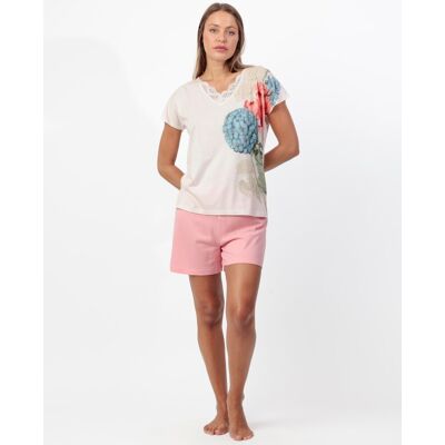Admas Pijama corto de mujer de punto viscosa con detalles de puntilla lencera. (40) Rosa mujer Admas Pijama corto de mujer de punto viscosa con detalles de puntilla lencera. (40) Rosa mujer