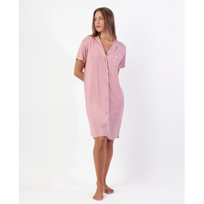 Admas Camisón corto abierto de mujer de punto viscosa con detalles bordados. (44) Rosa mujer Admas Camisón corto abierto de mujer de punto viscosa con detalles bordados. (44) Rosa mujer