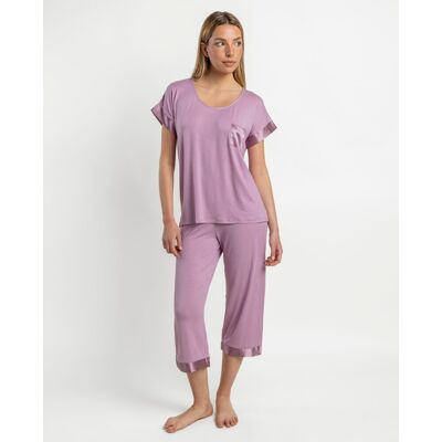 Admas Pijama corto de mujer de punto modal con detalles satinados. (42) Rosa mujer Admas Pijama corto de mujer de punto modal con detalles satinados. (42) Rosa mujer
