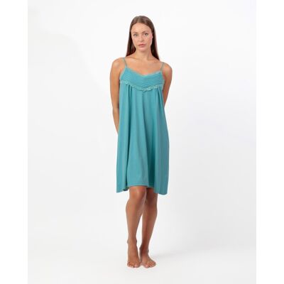 Admas Camisón corto de mujer de punto viscosa con detalles de puntilla lencera. (40) Verde Agua mujer Admas Camisón corto de mujer de punto viscosa con detalles de puntilla lencera. (40) Verde Agua mujer