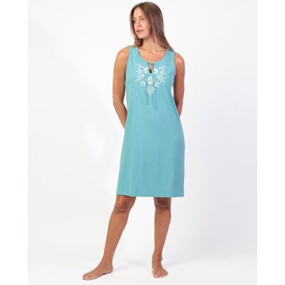 Admas Camisón midi de mujer de punto viscosa con detalles bordados. (40) Verde Agua mujer Admas Camisón midi de mujer de punto viscosa con detalles bordados. (40) Verde Agua mujer